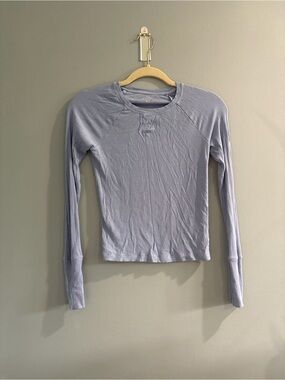 Light Lavender Ribbed Long-Sleeve Crewneck Top